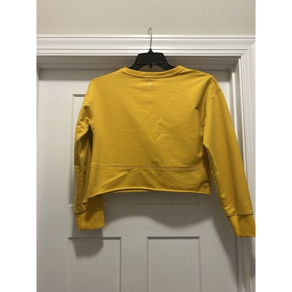 Zyia Active Mustard Yellow Crew Neck Crop Sweatshirt Size Large Athleisure Gym - Picture 4 of 4
